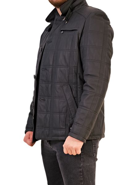 Мужская кожаная куртка EZ-210 Lacivert Tafta M EZ-210-M фото