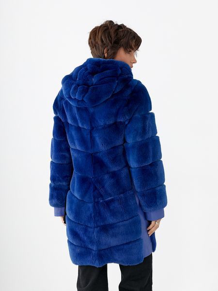 Шуба из меха кролика Рекс DS-1008 XL Синяя DS-1008 2XL фото