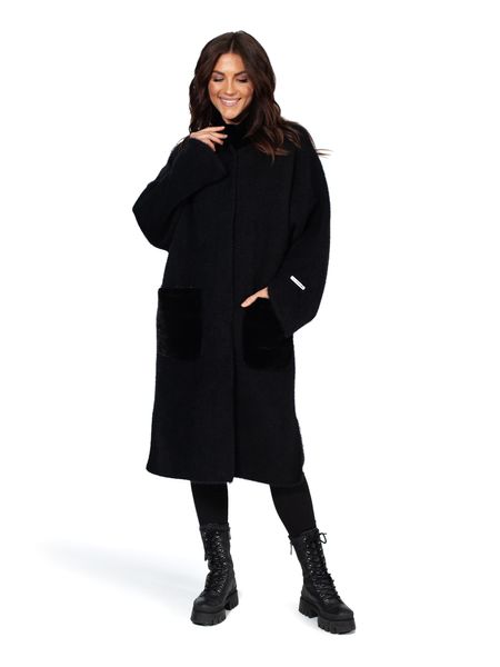 Женское пальто альпака Epica KRC-1101 M Черное KRC-1101-M Чорне фото