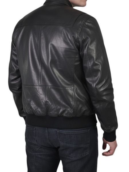 Мужская кожаная куртка бомбер UZ-6006 черная 5XL UZ-6006-5XL фото