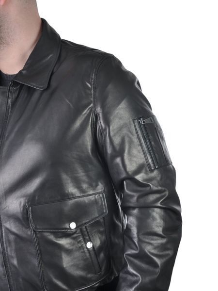 Мужская кожаная куртка бомбер UZ-6006 черная 5XL UZ-6006-5XL фото