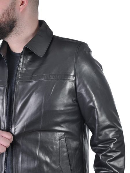Чоловіча шкіряна куртка UZ-01 чорна 5XL UZ-01-5XL фото