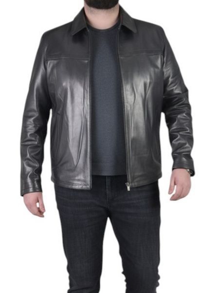 Чоловіча шкіряна куртка UZ-01 чорна 5XL UZ-01-5XL фото