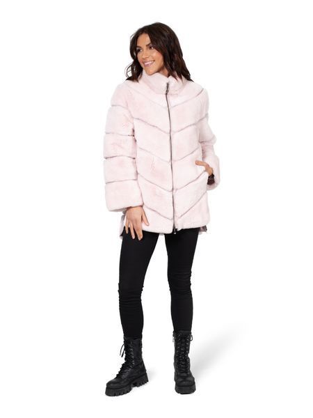 Шуба з хутра кролика Рекс NVD-NUD-34 PUDRA NVD-NUD-34-3XL фото