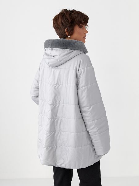 Двухстороняя женская шуба из астрагана DS-1283 3XL темно-серая DS-1283 3xl фото