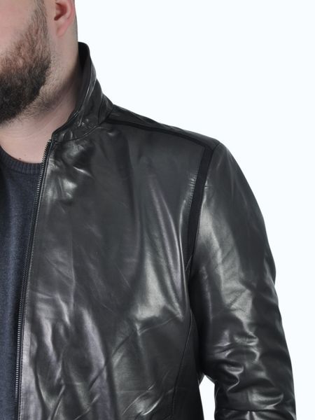 Чоловіча шкіряна куртка UZ-084 чорна 5XL UZ-084 5XL фото