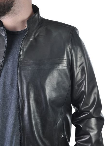 Мужская кожаная куртка бомбер UZ-02 черная 5XL UZ-02-5XL фото