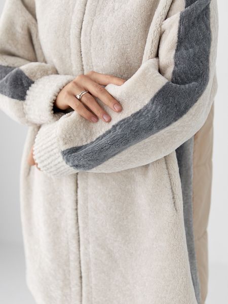 Двухстороняя женская шуба из астрагана DS-1285 2XL Бежевая DS-1285 2XL фото