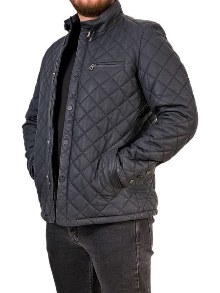 Чоловіча шкіряна куртка EZ-185 Lacivert Tafta M  EZ-185-M фото